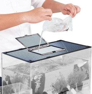 $21 Fish Tank Lid Magnetic Aquarium Net Cover with Feeding Window 5-50 Gallon Aquarium Lid Anti-Jumping Net for Fish 11.8 FT DIY Magnetic Aquarium Cover, (Black)