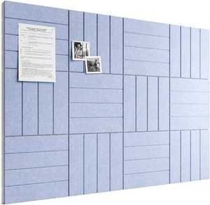 $32 Bumusty Large Cork Board Alternative-48 x 36 Felt Bulletin Board Tiles, with 30 Pushpins, 70 Adhesive Tabs, Bold-Stripe 12-Pack, Cork Boards for Office Push Pin Board-Soft Periwinkle