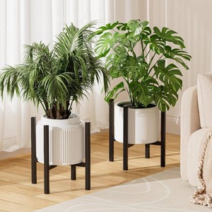 $30 Urban Deco Adjustable Metal Plant Stand Outdoor & Indoor Planter With Stand Fits for 8-14 Inch Plant Holder Mid Century Modern Flower Stand Corner Outdoor Plant Stands for Patio (8-14inch 2PK)
