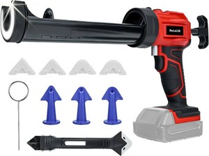 $66 Cordless Caulking Gun for Milwaukee 18V Battery, Electric Caulk Adhesive Gun with 450lm LED Light, 4 Adjustable Speeds, Drip-free Caulk Gun, 10oz300ml Caulking Tool for Filling, Sealing(No Battery)