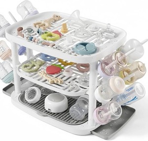$30 Baby Bottle Drying Rack,3-Tier Large Capacity Countertop Organizer with 360  Ventilation, Removable Drip Tray, Non-Slip Base   Easy to Clean Bottle Holder for Baby Accessories