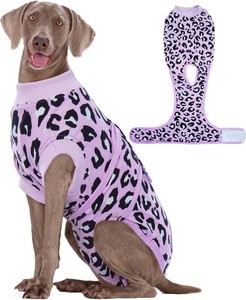 $36 Kuoser Dog Recovery Suit for Dogs After Surgery,Professional Surgical Onesie for Female Male Dogs Spay Neuter,Soft Dog Surgery Suit Bodysuit for Abdominal Wounds Skin Disease,Purple Leopard XL