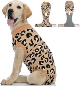 $34 Kuoser Dog Recovery Suit for Dogs After Surgery,Professional Surgical Onesie for Female Male Dogs Spay Neuter,Soft Dog Surgery Suit Bodysuit for Abdominal Wounds Skin Disease,Coffee Leopard L