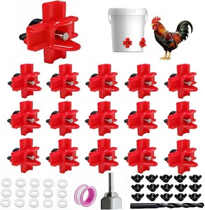 15 Pack Horizontal Chicken Waterer Nipples,Leakproof Chicken Nipple Water for Poultry Coop, Durable ABS Plastic & Stainless Steel, Water Saving Design,with Drill Bits