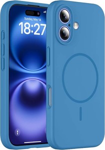 $21 Magnetic for iPhone 16 Case, Compatible with MagSafe, Full Camera Protection, Military-Grade Protection 3.0mm Thicken Silicone Phone Cover for 16 6.1, Lake Blue