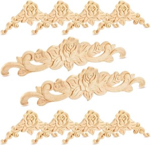 Yalikop 10 Pieces Wood Appliques Onlays Decorative DIY Wood Appliques and Onlays for Furniture Rose for Bed Door Wall Cabinet Wardrobe Furniture Decoration(Small Size)