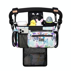 $26 TOPDesign Universal Baby Stroller Organizer, Stroller Caddy with Detachable Mesh Bag & Heightened Insulated Cup Holders & Non-Slip Secure Hooks Accessories, Fits Most Strollers (Butterfly)