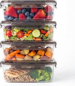 $37 BPA-Free Plastic Airtight Food Storage Containers with Vented Lids, 4-Pack (5.9 Cups Each) for Meal Prep and Leftovers