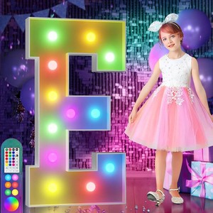 $38 imprsv 4FT Colorful Marquee Letters E, 18 Colors Large Light up Letters Alphabet Sign with Remote, Large Marry Me Sign, Birthday Party Decorations Anniversary Wedding Decoration