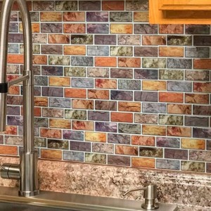 $29 Art3d 10-Piece Peel & Stick Vinyl KitchenBathroom Backsplash Tiles, 12 X 12 Colorful Marble Tile Design