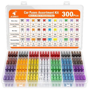 JOREST 300Pcs Car Fuse Assortment Kit, 160 Mini Blade Fuses Automotive  90 Standard Auto Fuses  50 Micro  Puller   Replacement for RV Camper Boat Truck (2Amp 3A 5A 7.5A 10A 15A 20A 25A 30A 35A 40A)