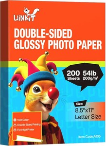 $28 Uinkit 200 Sheets Double Sided Photo Paper Glossy 8.5x11 54lbs Inkjet for Dye Ink 200Gsm Value Bulk Pack Picture 8.5 x 11 9.5Mil for Inkjet Printing Printer (200sheets, 8.5x11)