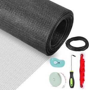 $30 Window Screen Repair Kit, 48x142 Window Screen Mesh, Window Screen Replacement Kit Include Durable Fiberglass MeshRollerHookRulerCutter33Ft Spline for House Windows Doors Replacement