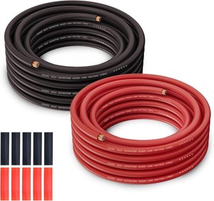 10 Gauge Wire (25FT Each, RedBlack), Copper Clad Aluminum, Low Voltage Automotive Wiring, Battery Cable, 10AWG, Car Audio, Car Amplifier Power or Ground Cable, 10 Heat Shrink Tubing