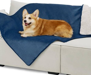 $28 Bedsure Cat Blanket for Indoor Cats - Waterproof Calming Cat Blankets for Couch Protection, Sherpa Fleece Pet Blanket, Soft Plush Reversible Throw Furniture Protector, 50x40, Blue