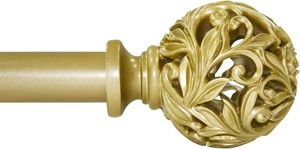 $21 Curtain Rods 18 to 64 inches (1.5-5.33 ft), 1 Inch Diameter Adjustable Heavy Duty Curtain Rods with Decorative Openwork Carved finials for Home Decorative Curtain Rod Gold