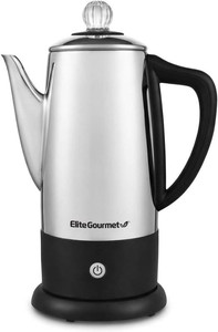 $48 Elite Gourmet EC812 Electric 12-Cup Coffee Percolator with Keep Warm, Clear Brew Progress Knob Cool-Touch Handle Cord-less Serve, Stainless Steel
