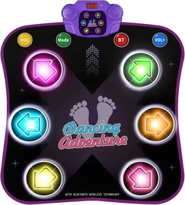 $47 Flooyes Dance Mat Toys for 3-12 Year Old Kids, Electronic Dance Pad with Light-up 6-Button Wireless Bluetooth, Music Dance with 5 Game Modes, Birthday Toys Gifts for 3 4 5 6 7 8 9 10 Year Old Girls