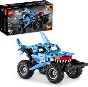 $55 LEGO Technic Monster Jam Megalodon Building Set, 2 in 1 Pull Back Shark Truck to Lusca Low Racer Car Toy, DIY Building Toy Ideas for Outdoor Play for Kids, Boys, and Girls Ages 7 and Up, 42134