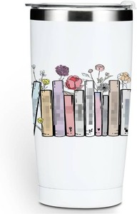 Inspired Tumbler Book Decor Book Lovers Gifts Bookish Coffee Mug Music Lover Gift for Women Bestie Friendship Birthday Christmas 20 oz Stainless Steel Travel Cup Insulated Thermos with Lid for Car
