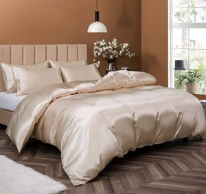 $31 P Pothuiny 5 Pieces Satin Duvet Cover King Size Set, Luxury Silky Like Taupe Duvet Cover Bedding Set with Zipper Closure, 1 Duvet Cover  4 Pillow Cases (No Comforter)