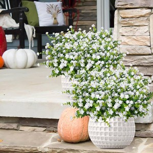 $27 NETAP Outdoor Artificial Flowers UV Resistant, 20 Bundles Fake Realistic Floral Greenery Plants for Outside Porch, Window Boxes, Garden, Yard, Inside Home Table Decor, White
