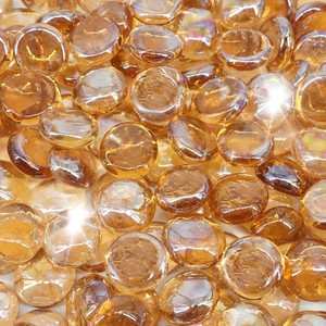 $40 19 Pound Fire Glass Beads for Fire Pit 12 inch Tempered Glass Rocks Light Amber