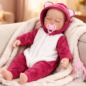 $30 nasominako Realistic Reborn Baby Dolls - 18 inch Lifelike Newborn Baby Doll Real Life Soft Body with Accessories and Plush Pajamas Gifts Toy for Kids Age 3 Years Old