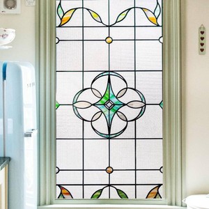 OHTMERU 3D Stained Glass Window Privacy Film, Heat Control UV Blocking Static Cling Decorative Window Film for Bathroom,Front Door,Home Non Adhesive,16.9 x 39.3 inches Verdant Whispers
