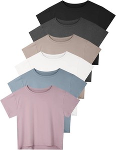 $36 Dalavch 46 Pack Womens Crop Top Short Sleeve Athletic Workout Yoga Running Gym Casual Tees T-Shirts Loose Fit