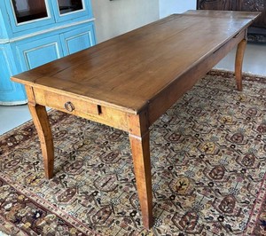Antique French Normandy Elm Dining Table - c. 1880 / 19th Century French Provincial Farm Table