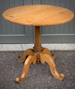 Antique Round Wood Pedestal Table French Pine
