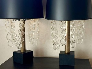 MBR - Glass Drop Pendant Lamps Pair Custom Sculptural