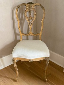 Accent Chair - Vintage Gilded Louis XV Style Carved Wood