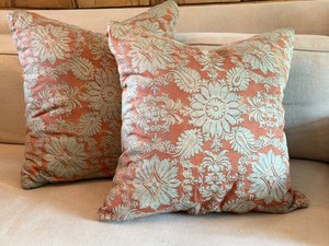 DR - Throw Pillows - Fortuny Fabric Pair 24 X 24 in Damask