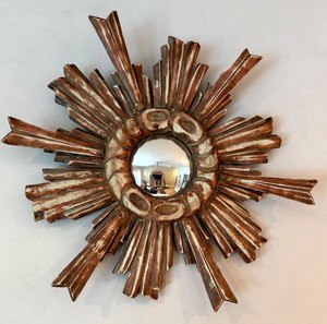 Sunburst Wall Mirror Carved Wood