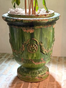 Anduze Planter Green Glazed Terracotta With Festoons