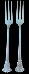 Pair of Vintage Sterling Silver Forks Danish Dronning Eilif Breghnhog