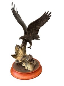 Vintage Bronze Eagle Sculpture Wings of Glory Ronald Van Ruyckevelt