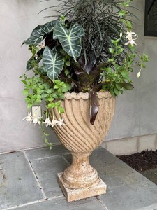 Decorative Urn Planter With Live Plants