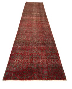 Runner Rug - Red & Gray With Pad 138 X 32.5 in
