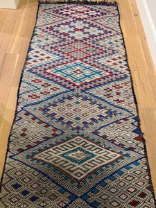 Moroccan Kilim Runner Boho Rug Runner 68 in X 11 Ft