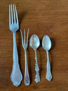 Vintage Danish Sterling Silver Flatware Demitasse Spoons & Forks (Lot of 4)