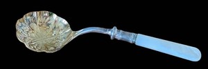 Sheffield England Berry Serving Spoon Mother of Pearl Handle