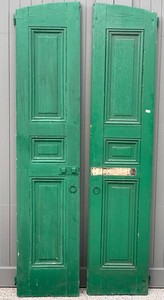 Antique European Wood Shutters Pair Original Hardware