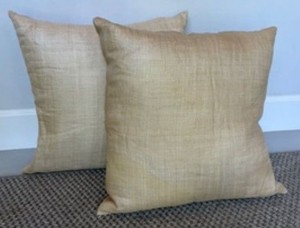 Pair of Decorative Neutral Colored Throw Pillows