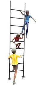 Polychrome Bronze Sculpture Monyo Prince- The Three Climbers