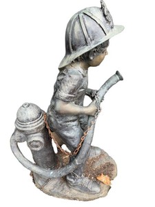 Bronze Child Firefighter Boy Sculpture