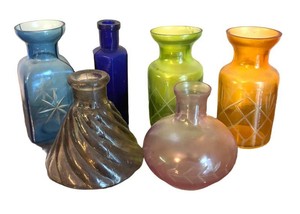 LR - Collection of Colorful Petite Glass Vases