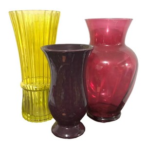 LL - Trio of Colored Glass Vases